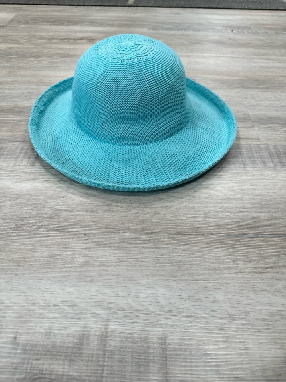Wallaroo Turquoise Knit Wide-Brim Sun Hat